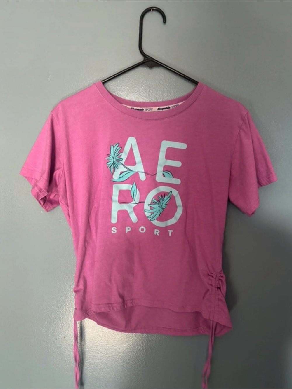 Sport Pink Graphic Tee with Side Tie